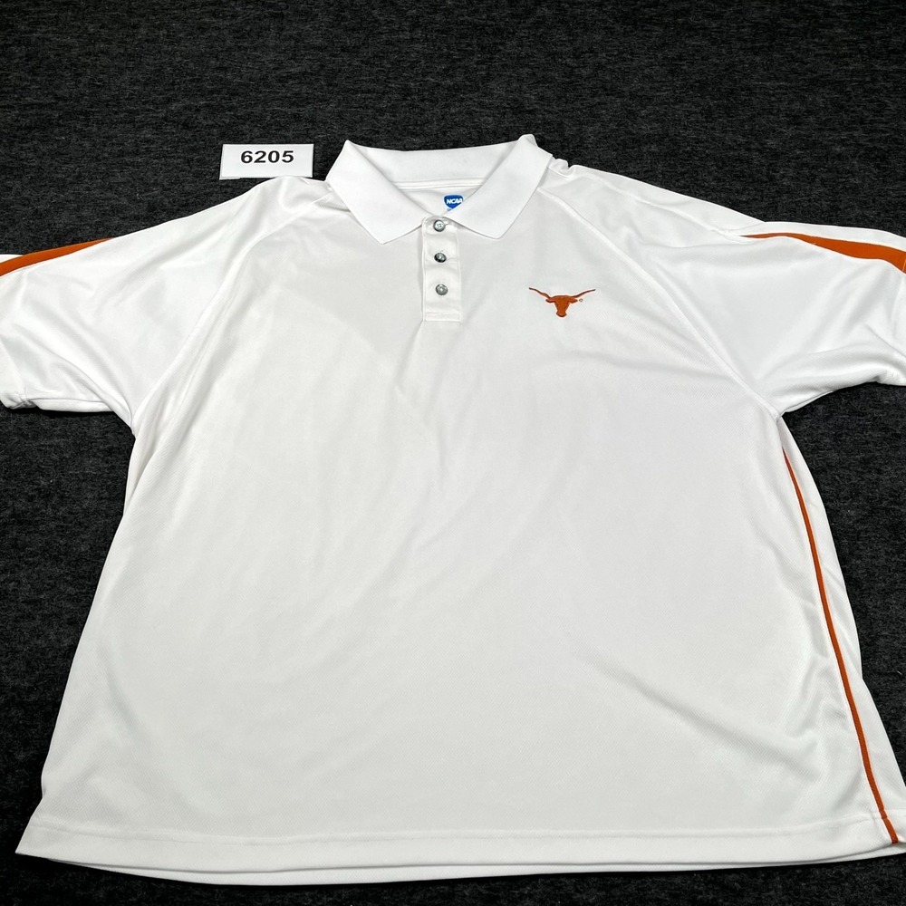 Texas Longhorns Polo Shirt Mens 2XL White Mesh NCAA by KA Inc Football Sports